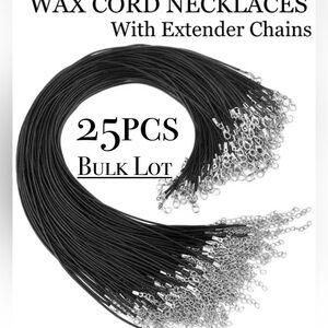 25 Premade Black Wax Cord Necklaces Blanks DIY Jewelry Making Bulk Lot Crafting